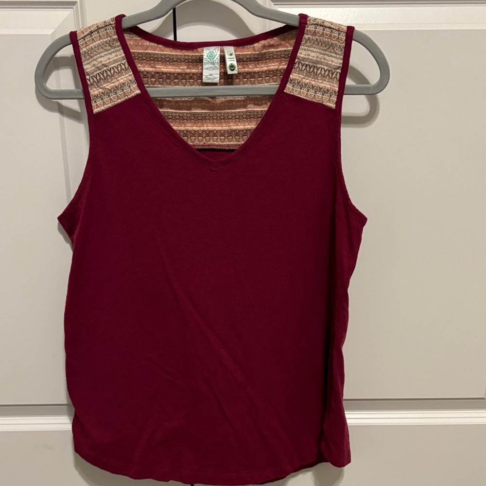 Aventura Burgundy Tank with Patterned Shoulders